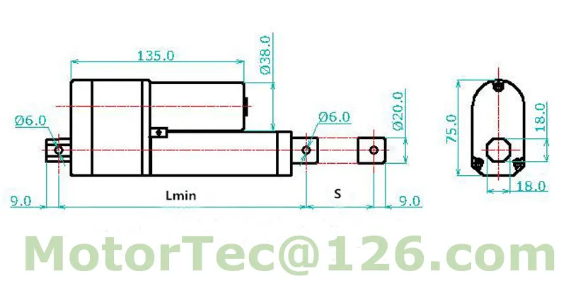 Imagem -04 - Curso de 75 mm Personalizado 12v 24v dc 900n 90kg 198lbs Atuador de Carga Linear com Potenciômetro Feedback de Sinal Pot