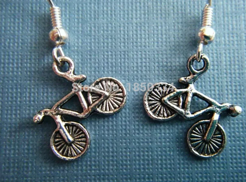 

Fast shipping 50Pair Fashion Bicycle Charms Pendants Sterling Dangle Earrings For Women Jewelry Z28