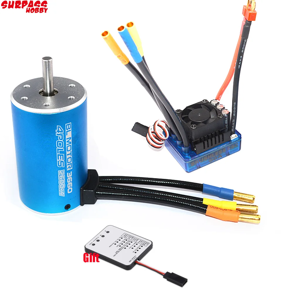 RC 3660 4300KV 3800KV 3300KV Sensorless Brushless Motor with 80A ESC & LED Programming Card for 1/10 RC Rally Car