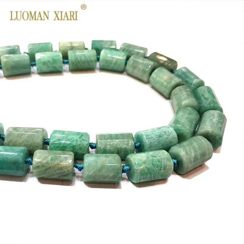 LUOMAN XIARI  Natural Amazonite Cylindrical Facted Stone Beads For Jewelry Making DIY Bracelet Necklace 11*16 mm Strand 15