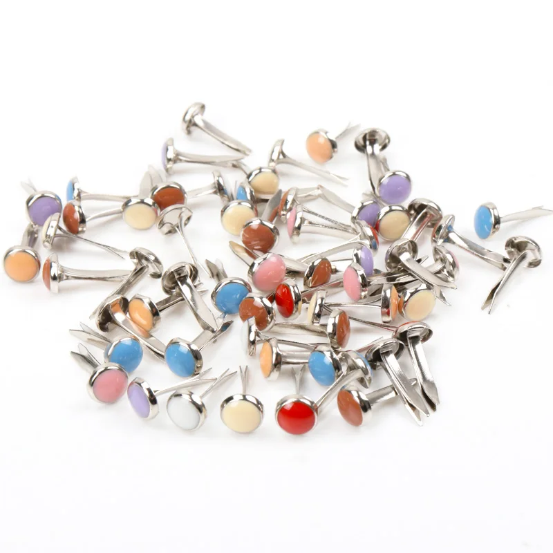 Cute Enamel Drip 14x6mm 50pcs Round Metal Brad Studs Spikes Scrapbooking Embellishment Fastener Brads Crafts Pushpin Decoration