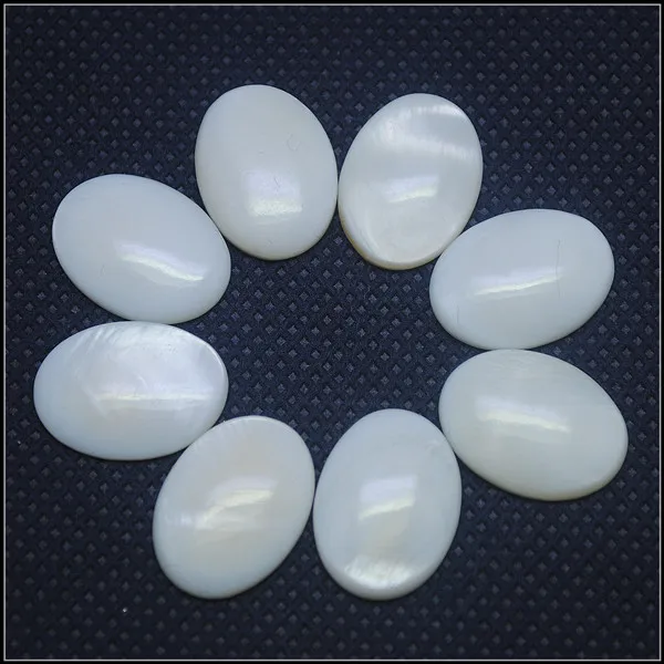 30PCS Wholesale White Mother Of Pearl Cabochons Shell Cabs For Bracelet Making Coin Shape Fingerrings SIZE18X25MM 20X30MM