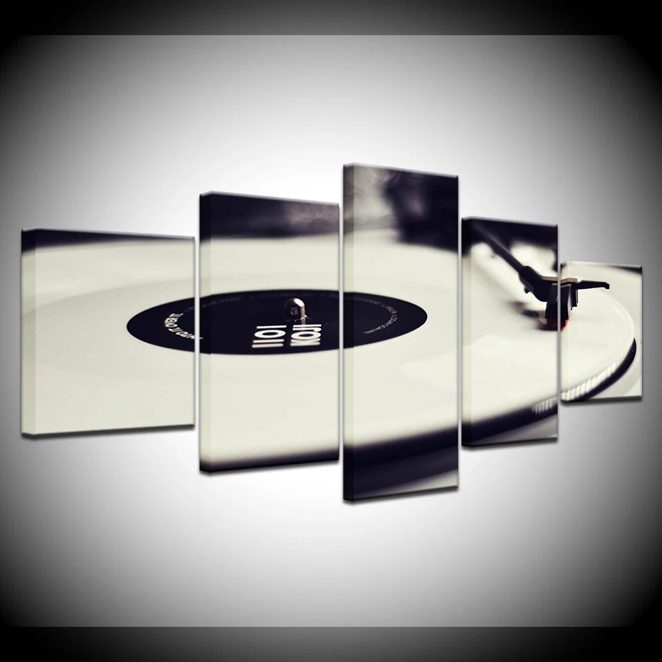 5 Panel EZON-CH Modern Art Funny Music Record Turntable Pictures Printed On Canvas Wall Wallpapers modern Poster Modular Decor view 4