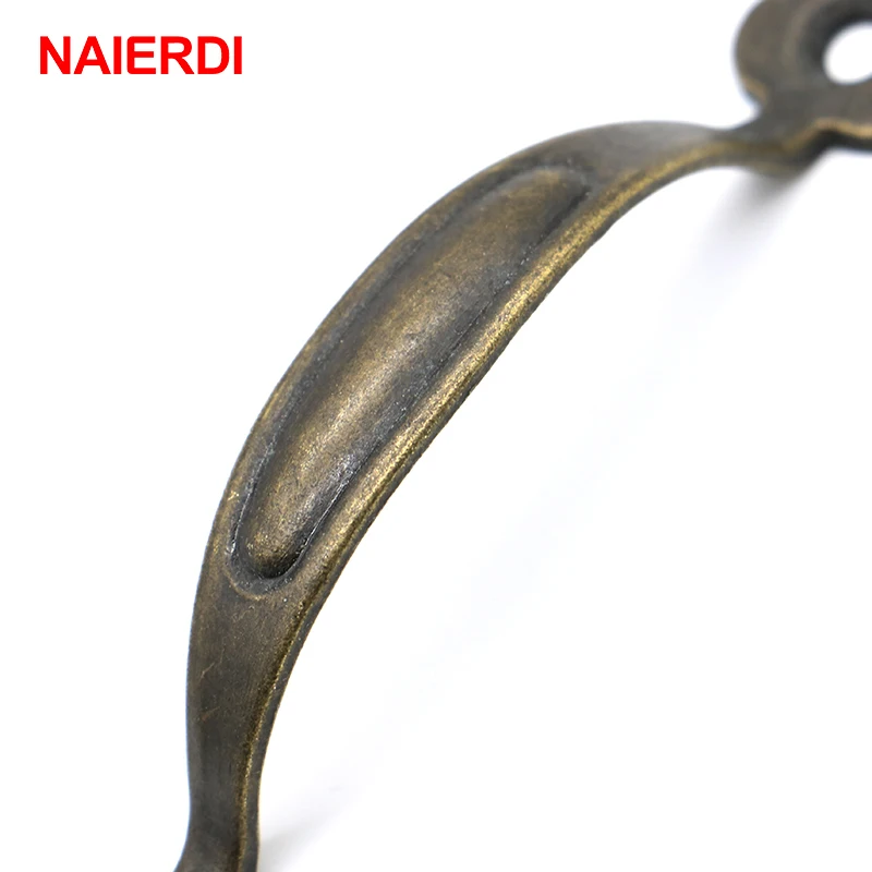 NAIERDI 5PCS Antieke Bronzen Kabinet Pulls Drawer Deurknoppen Sieraden Doos Handgrepen Kast Houten Vintage Handvatten Hardware