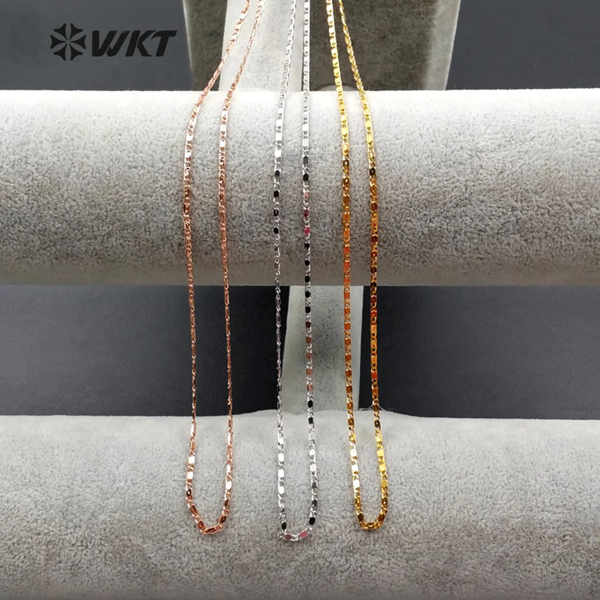 WT-N1039  WKT Fashion Brass Chain Necklace Faceted birthday party With Best Electroplated for Women Jewelry trend chain