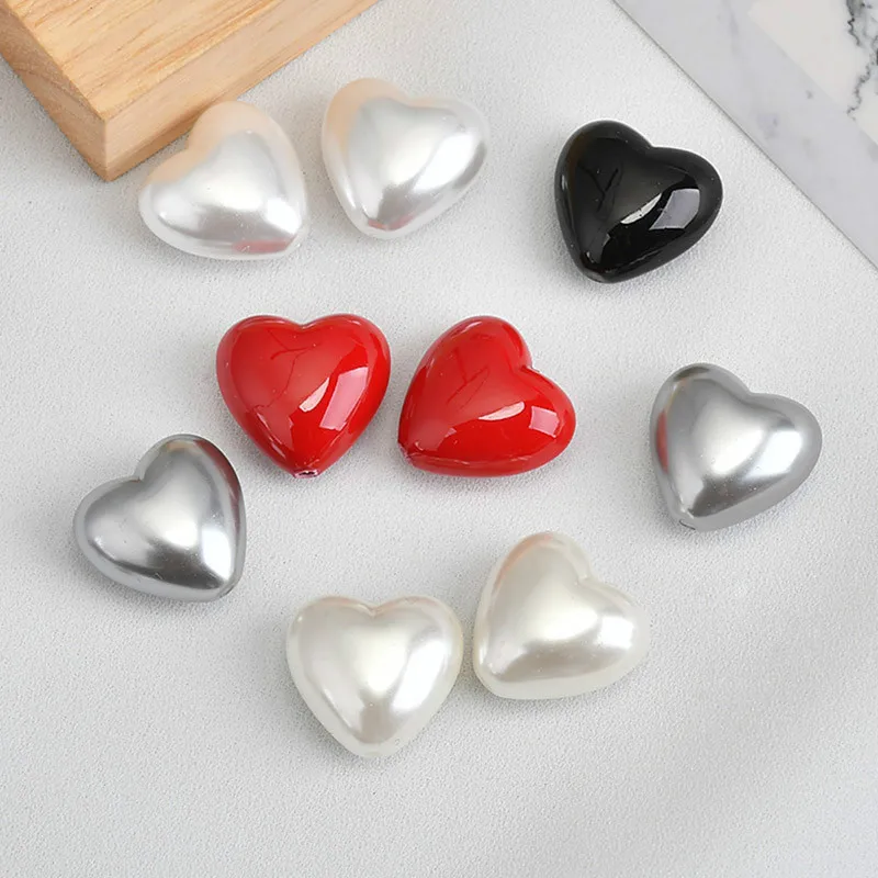 Pearl love peach heart earrings DIY accessories red love white gray love