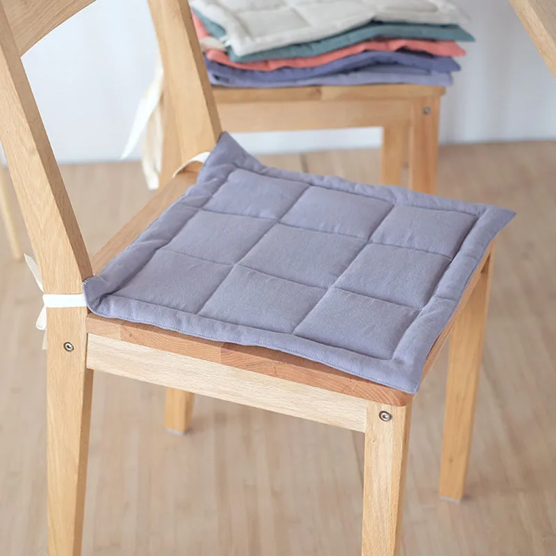 Japan Style Solid Color Cotton Linen Chair Cushion Multi-purpose Thin Seat Cushion 40x40cm/45x45cm/50x50cm