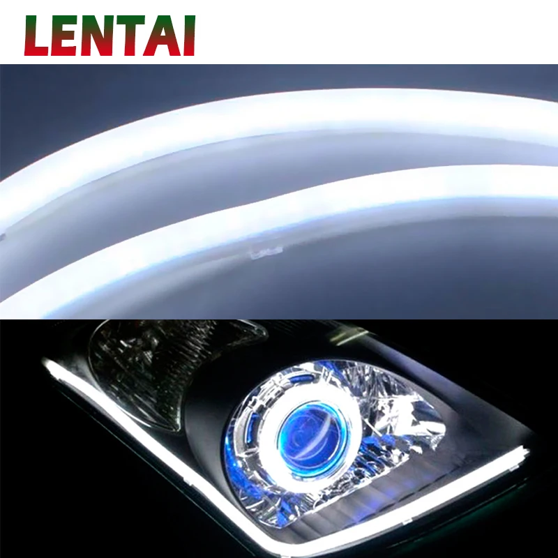 LENTAI For Kia rio ceed sportage 2017 cerato Volvo xc90 s60 xc60 Saab 1Set 60CM Car LED DRL Strip Light White+Yellow turn signal