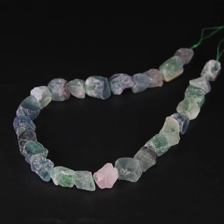 

15.5"/strand Raw Rainbow Fluorite Rough Nugget Loose Beads,Natural Crystal Quartz Stone Freeform Cut Gravel Chips Pendant Jewels