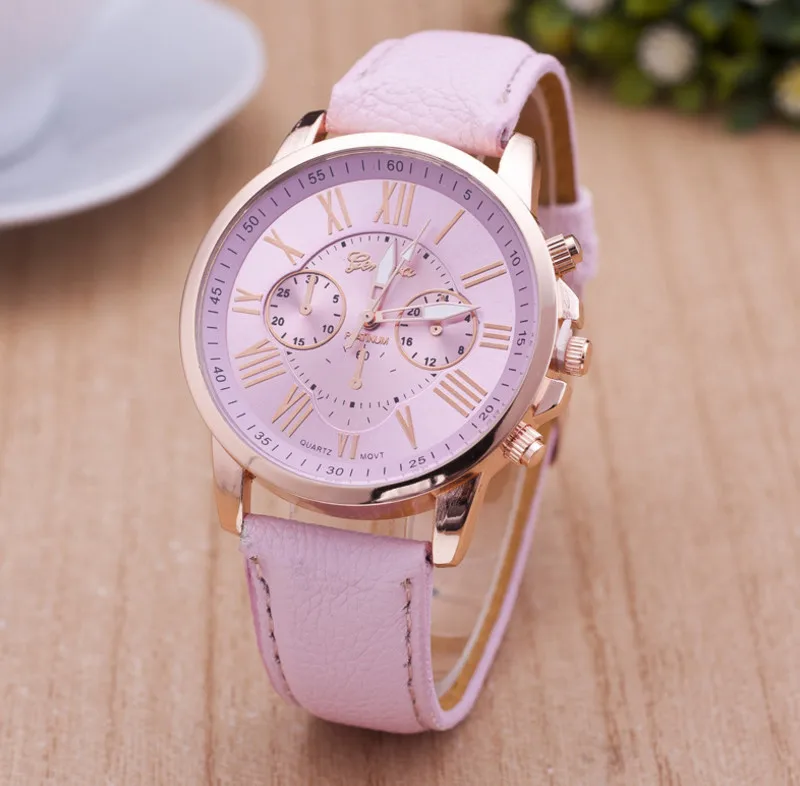 New Fashion Geneva watch Ladies Brand Leather Band Watch Quartz for Women watch waterproof Acc009