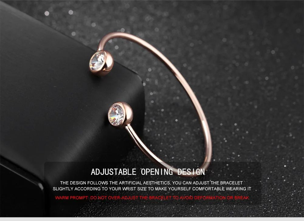 JeeMango Trendige OL-Style Edelstahl Offene Armreifen für Frauen Klassische Eingelegte Kubische Zirkonia Hochzeits-Manschettenarmbänder B18094 – Detail 4
