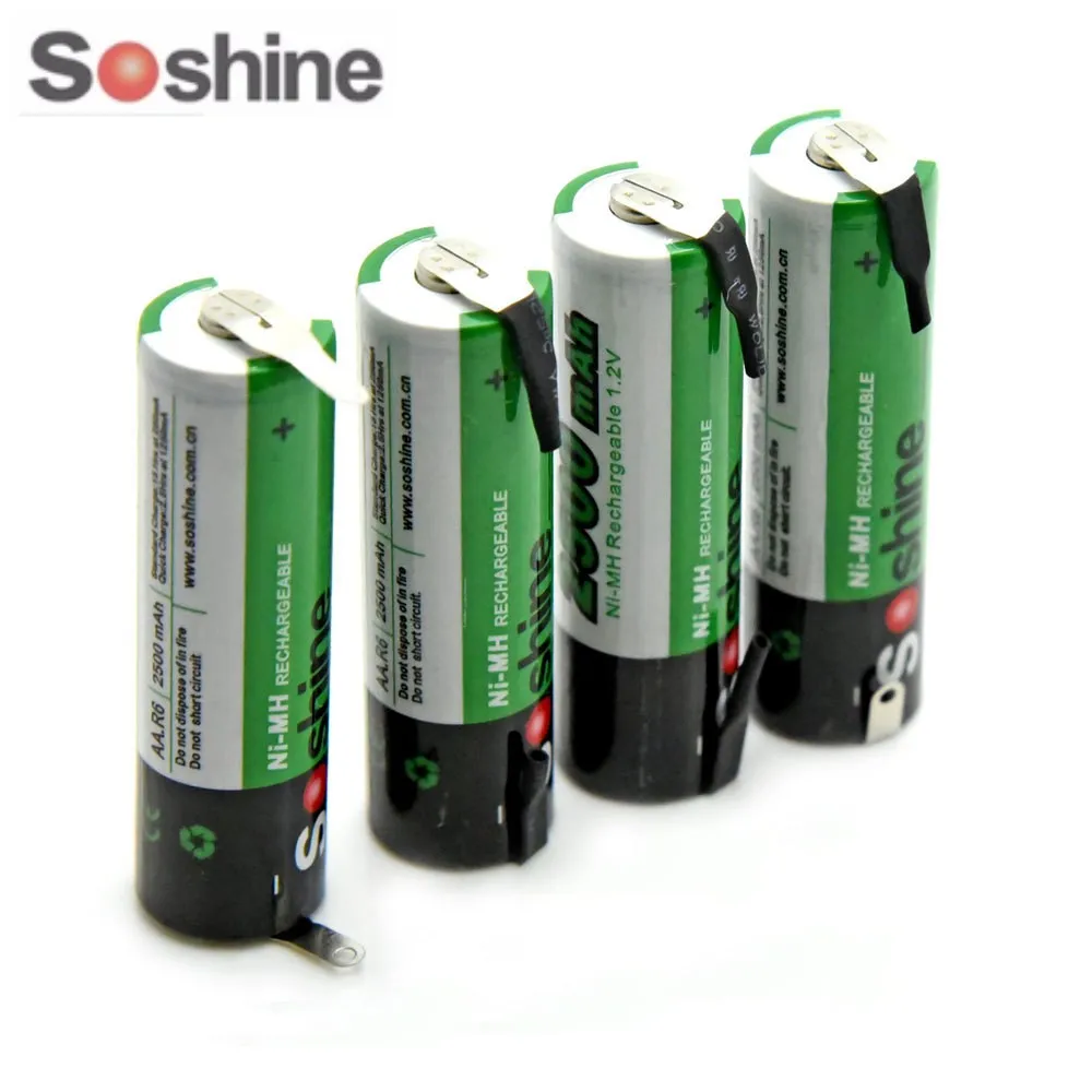 4pc/set Soshine AA NiMH 2500mAh 1.2V rechargeable battery with tab Spot welding battery