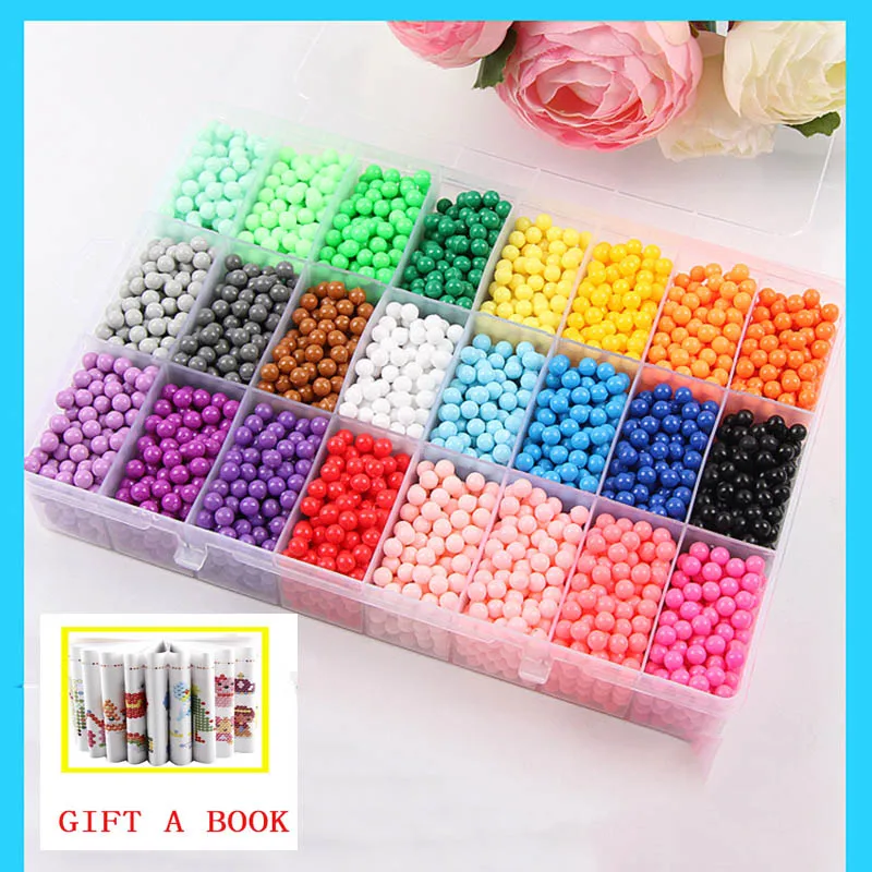 6000pcs 24 colors Refill Beads puzzle Crystal DIY water spray beads set ball games 3D handmade magic toys for children