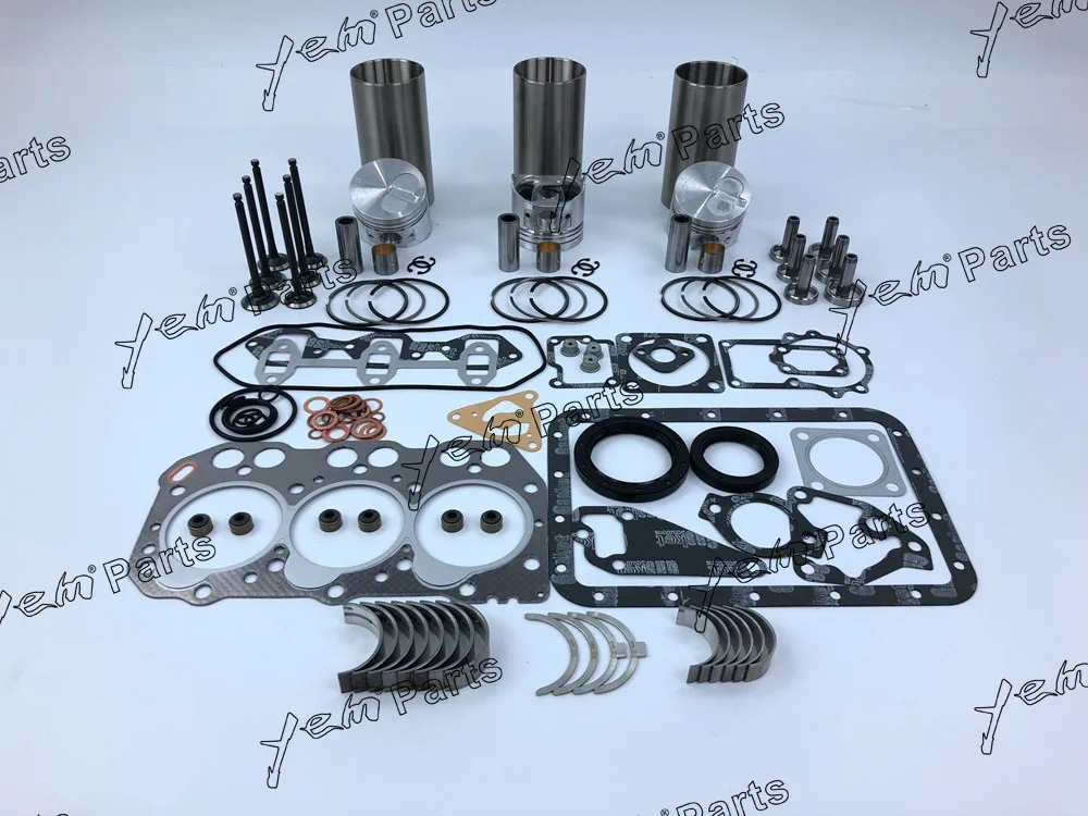 For Yanmar engine 3TNE72 repair kit piston  piston ring cylinder liner full gasket set bearings valve guide seat