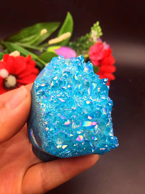 

47 g натуральный кварцевый кристалл, синий ангел, искусственное дерево