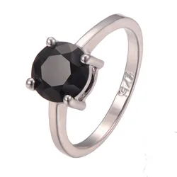 Classic Style Black onyx 925 Sterling Silver Wedding Party Fashion Design Romantic Ring Size PR28