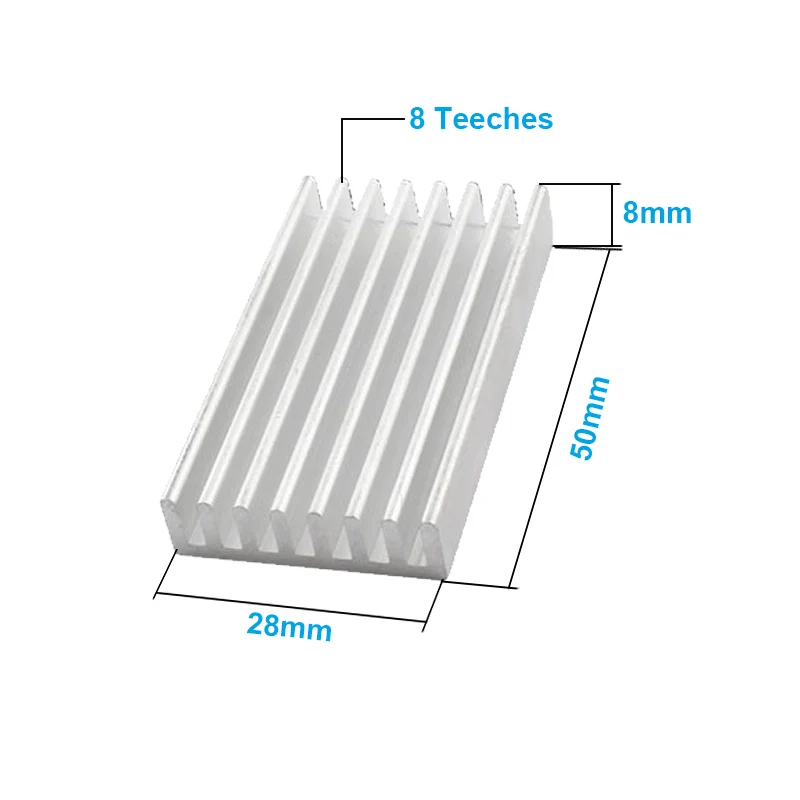 2pcs/lot Aluminum Heatsink 50x28x8mm Electronic Chip Cooling Radiator Cooler for Router,Memory,IC ,LED,fan heat dissipation