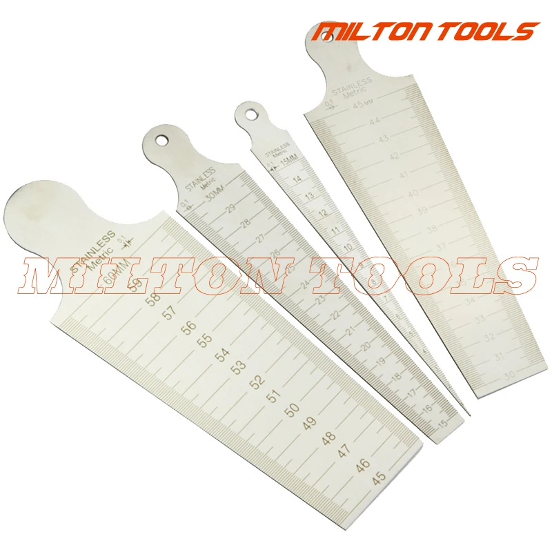 1-15mm, 15-30mm, 30-45mm,45-60mm Wedge Feeler Gauge Clearance Ruler Taper Gauge Gap Ruler Metric Stainless Steel Aperture Ruler