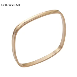 Simple Casual Fashion Jewelry Stainless Steel Square 3 Color Rose Golden /Gold Bangles Bracelet Women Wholesale Retail