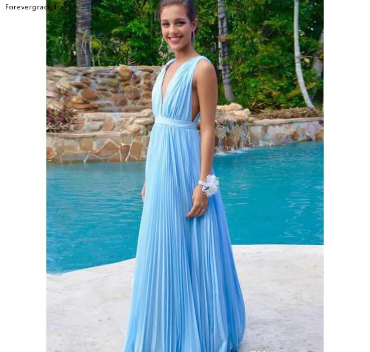 Chiffon Bridesmaid Dresses 2019 Sky Blue Summer Country Garden Wedding Party Guest Maid of Honor Gowns Plus Size Custom Made