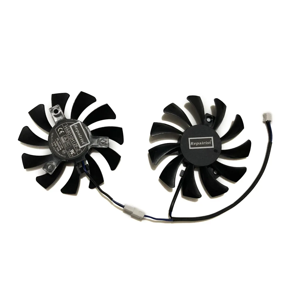 2Pcs/Set,75MM,2Pin,GPU Graphics Card Fan,HA8010H12F-Z,For MSI N GTX 750 N750Ti-2GD5TOCV1 N750Ti-2GD5OC,For MSI CMP 30HX MINER XS