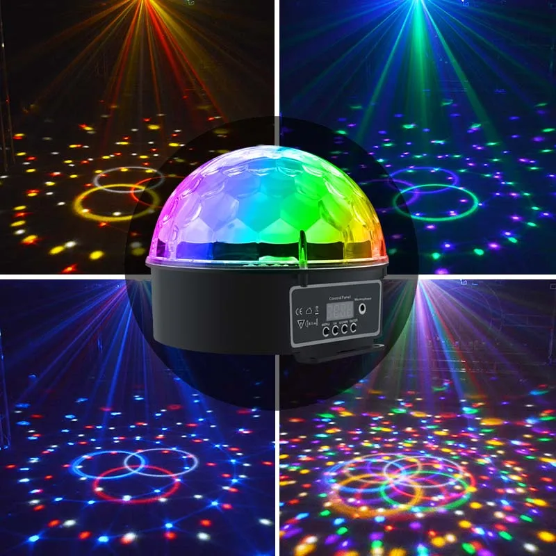 LED Crystal Magic Ball 9 Color Party DMX512 Magic Ball Light With Remote Control DJ LED Stage Light Ball Sound Control