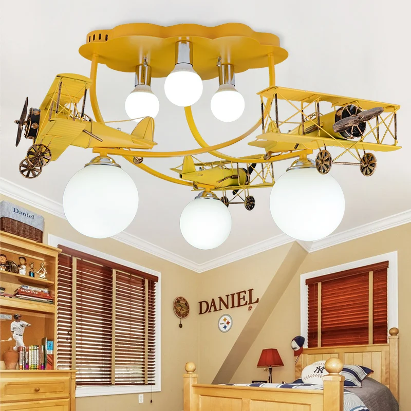 New personality retro iron wagon light children's room ceiling light boys and girls led creative cartoon red blue yellow LU72118