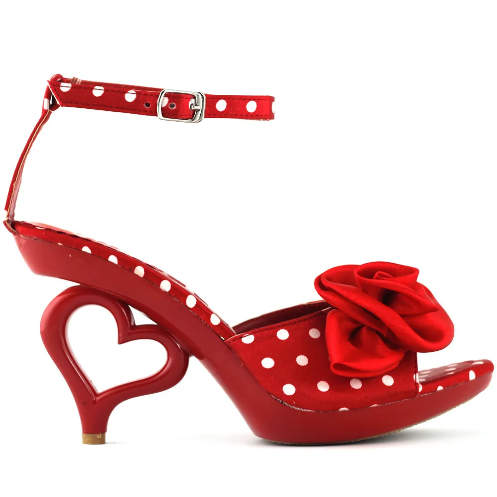 LF60803 New Ladies Polka Dots Bride EVE Heart Heel Sandals Shoes