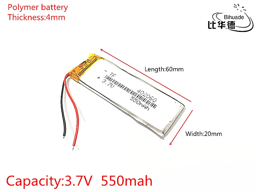 1pcs/lot 3.7V 550mAh 402060 Lithium Polymer Li-Po li ion Rechargeable Battery cells For Mp3 MP4 MP5