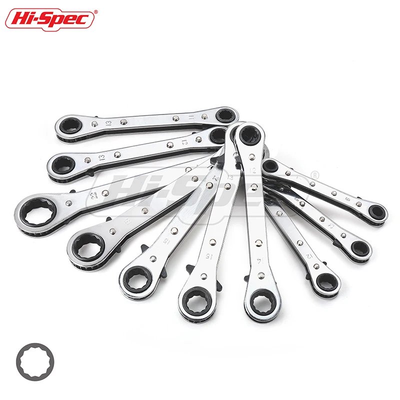 Hi-Spec Metric Offset Torque Wrench Tool Set Double End Ratchet Wrenches Spanner Ring Key Set Multitool Universal Key WR006