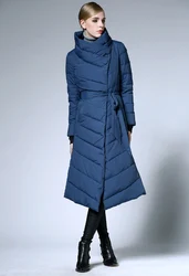 New women's winter puffer long section down jacket thickening black blue red white down coat