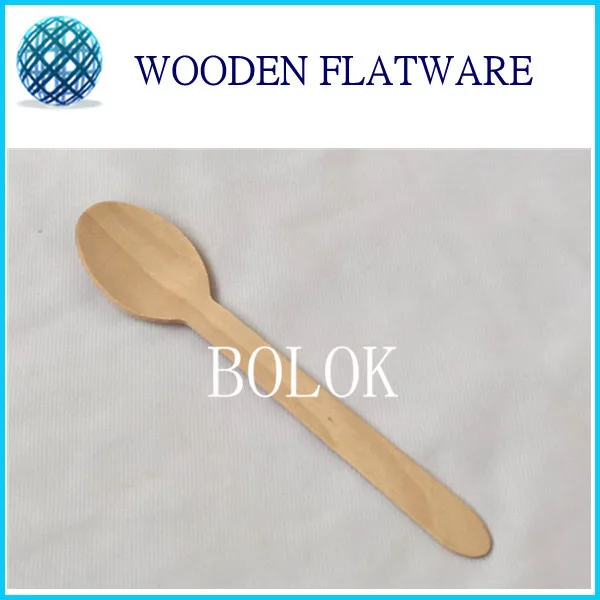 200x Disposable Wooden Spoon Heavy Weight 100 / Pack 6 1/2