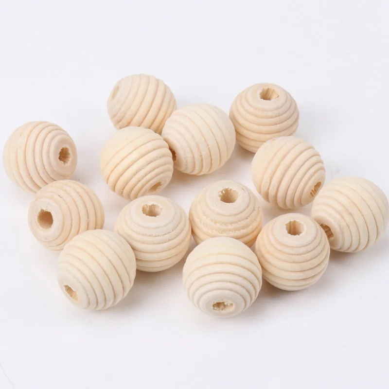 20mm 10Pcs Natural Whorl Wave Wooden Round Ball Spacer Beads for Jewelry Making Diy New KL96