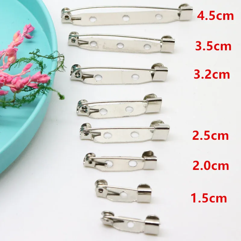 

50PCS Silver No locked Metal brooches pin backs safety pins for DIY Badge jewelry finding 1.5cm 2.0cm 2.5cm 3.2cm 3.8cm 4.5cm