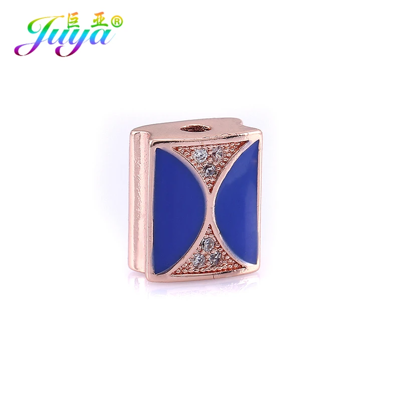 Handmade Enamel Decorative Metal Charm Beads Micro Pave Zircon Copper Beads Accessories For Natural Stones Jewelry DIY Making