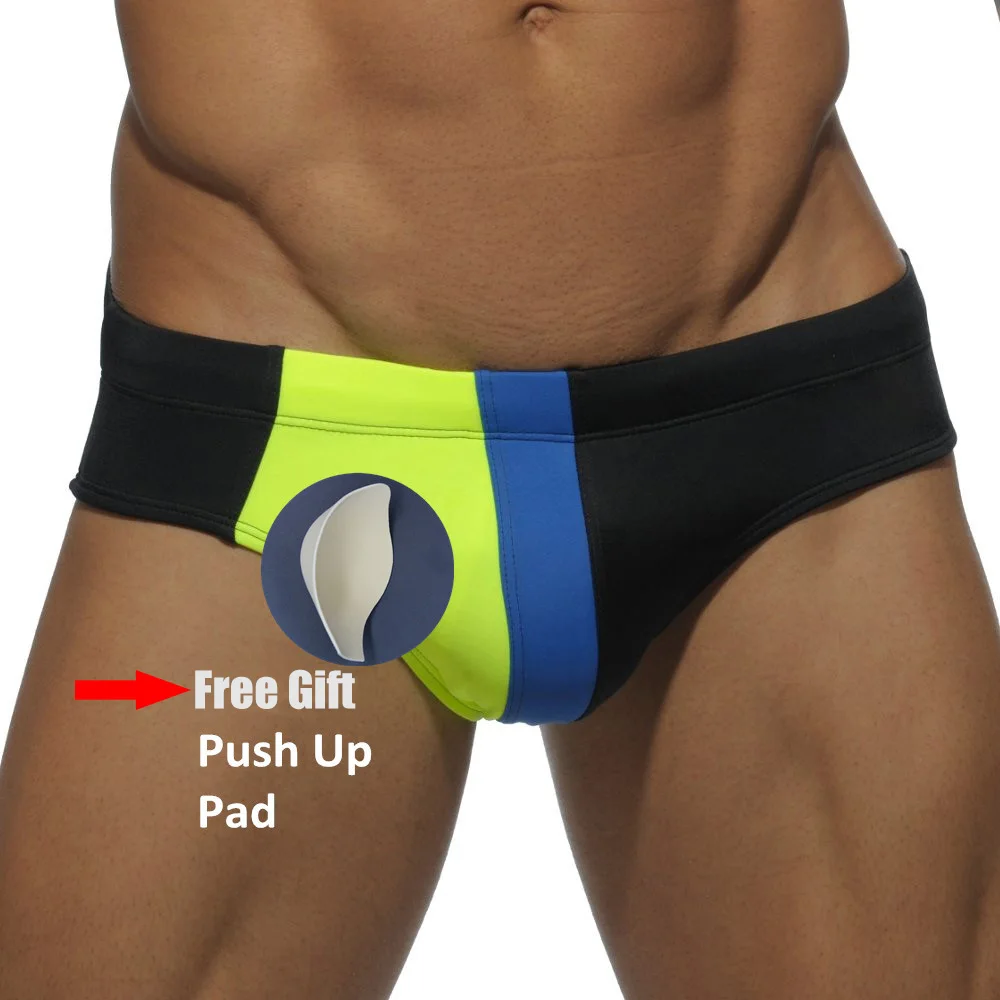 FREE Gift Push Up Pad New Swimwear Men Sexy Mens Swim Briefs Low Waist Swimming Trunks Swimsuit Gay Mens Swimwear Swim Shorts