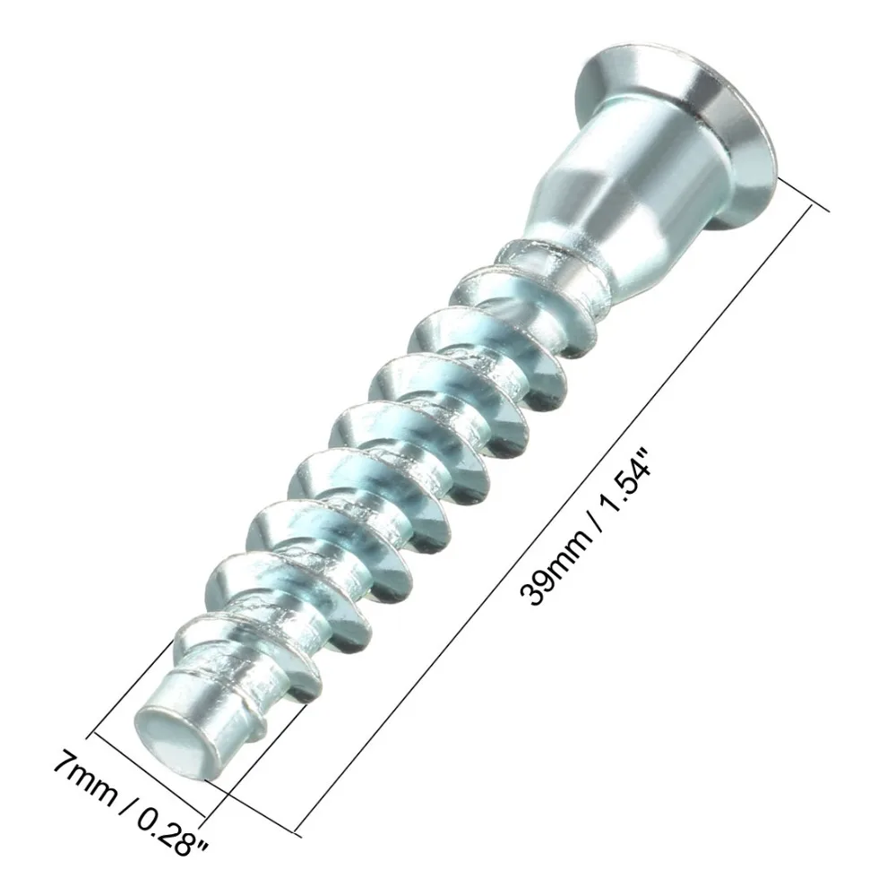 Uxcell 20pcs Furniture Confirmat Screw 7x39mm 7x49mm 7x59mm Hex Socket Zinc Plated Silver Tone Bronze Tone Black