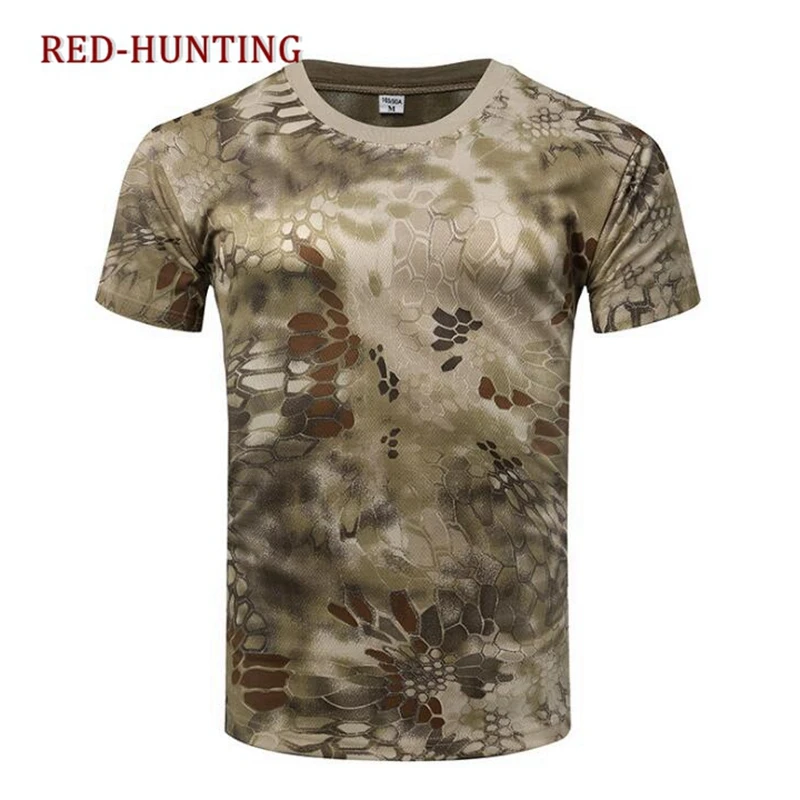 Tactical Military Camouflage T-shirt Men Breathable US Army Combat T Shirt Quick Dry Camo Outwear Camp Tees