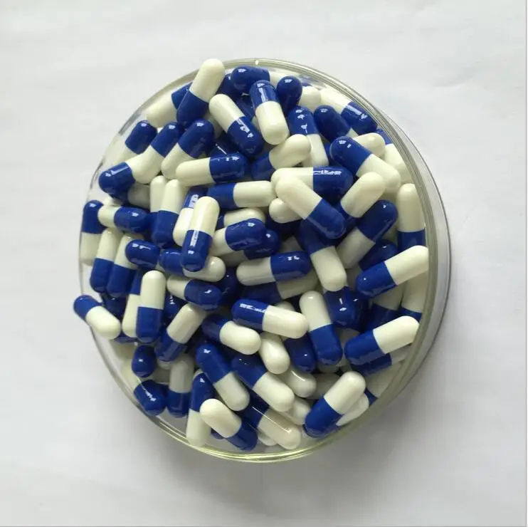 

(10,000pcs/pack) Size 3# Sapphire blue/White Color Gelatin Capsule,Empty Capsule only Joined Availabled