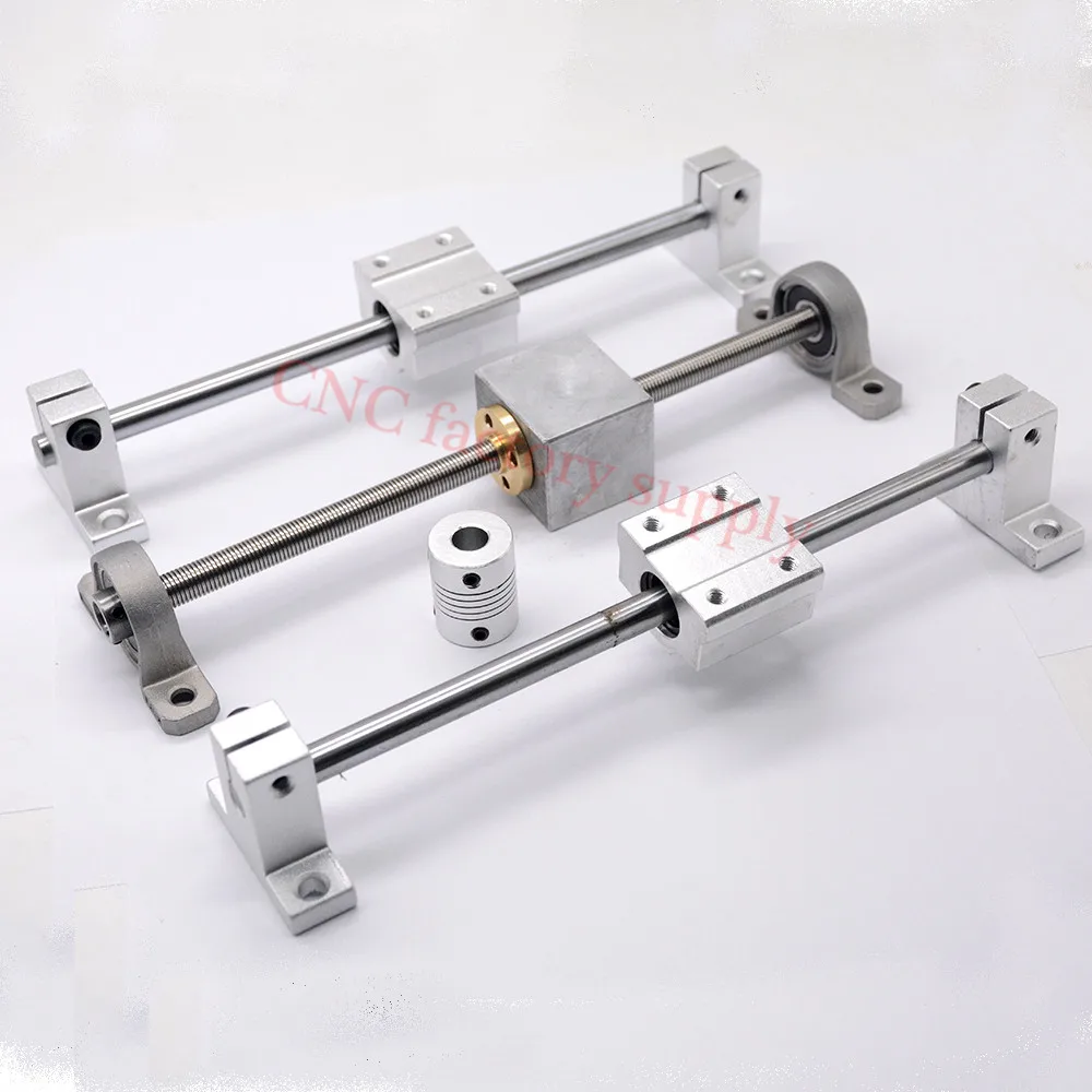 

3D Printer guide rail sets T8 Lead screw length 400mm + linear shaft 8*400mm + KP08 SK8 SC8U + nut housing +coupling