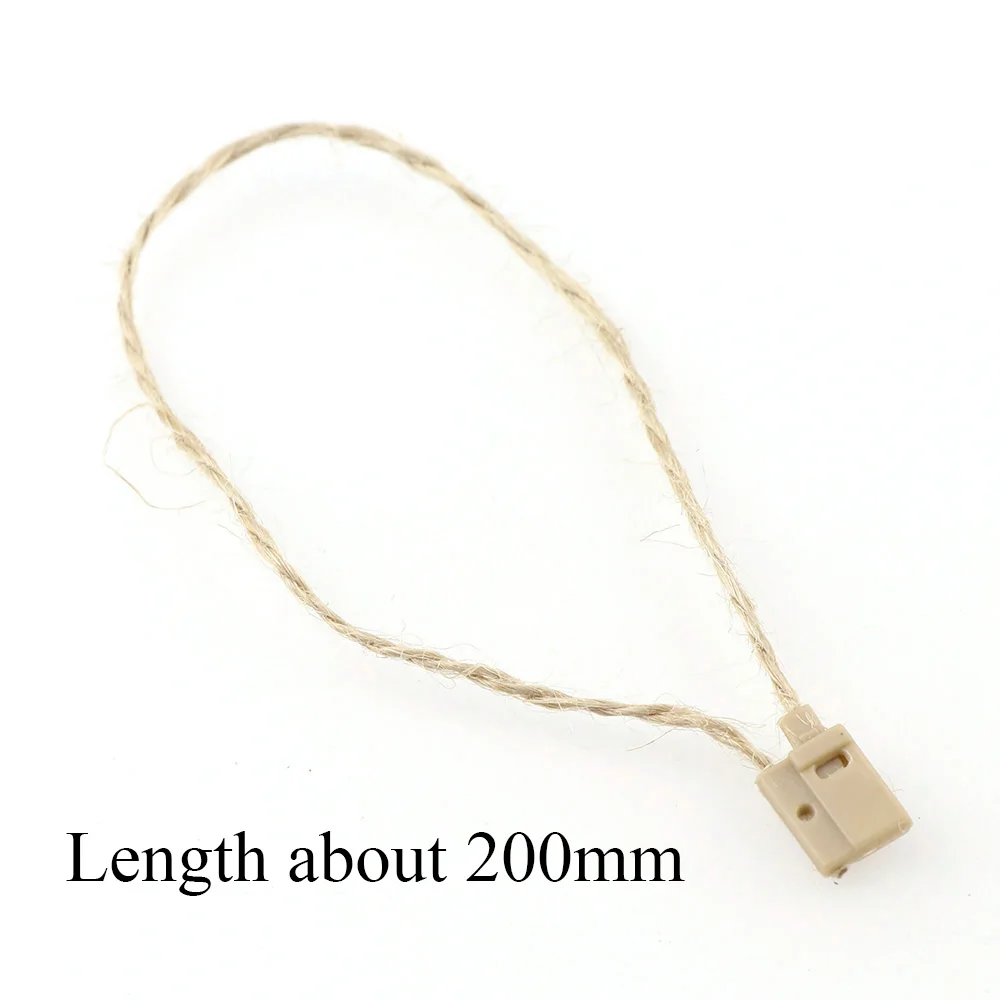 100PC Natural Hemp String Tag Craft Jean Jewelry Vintage Price Hang Tags Flax Cord Snap Loop Lock Jute Rope DIY Accessories