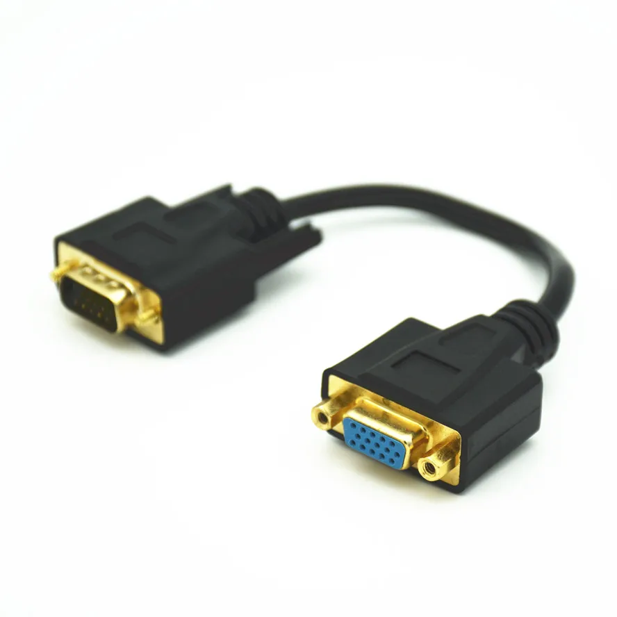 Kabel Ekstensi VGA Ke VGA Premium Tinggi Kabel Pendek VGA Berlapis Emas Kabel VGA Jantan Ke Betina 20CM