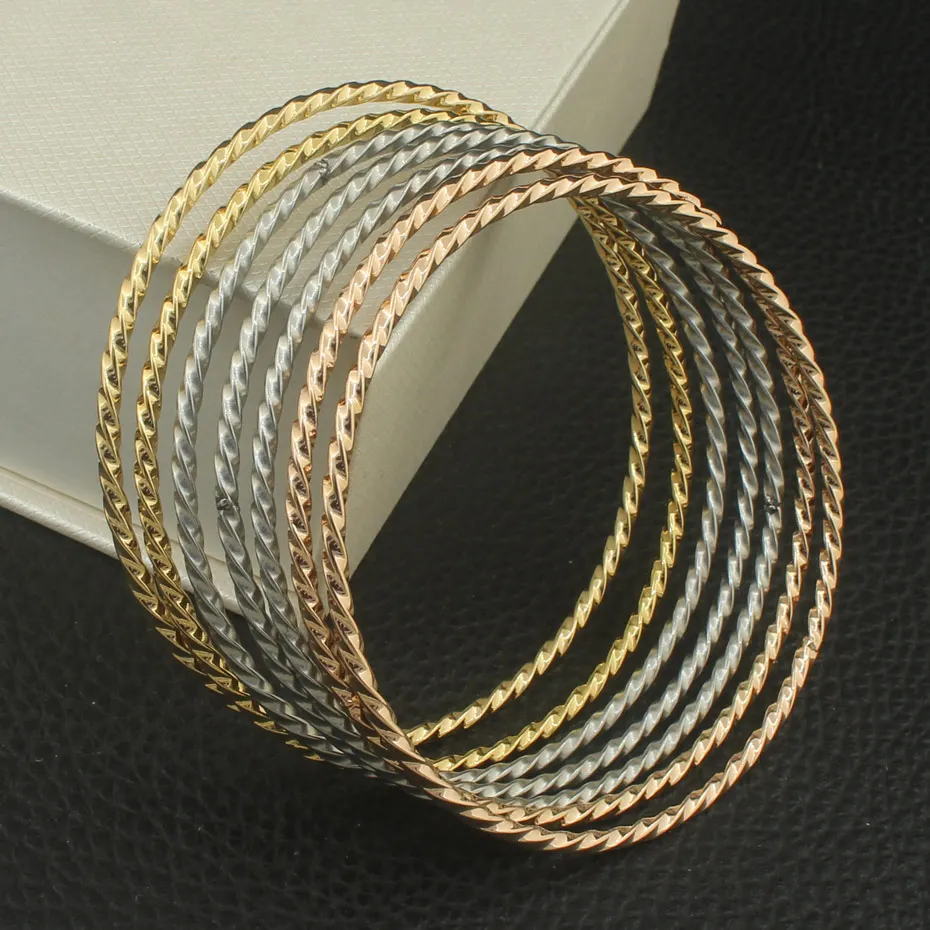 67mm Newest Personality Simple Round Stainless Steel Jewelry 3 Colors Cuff Bangles For Women BFAZAGBI