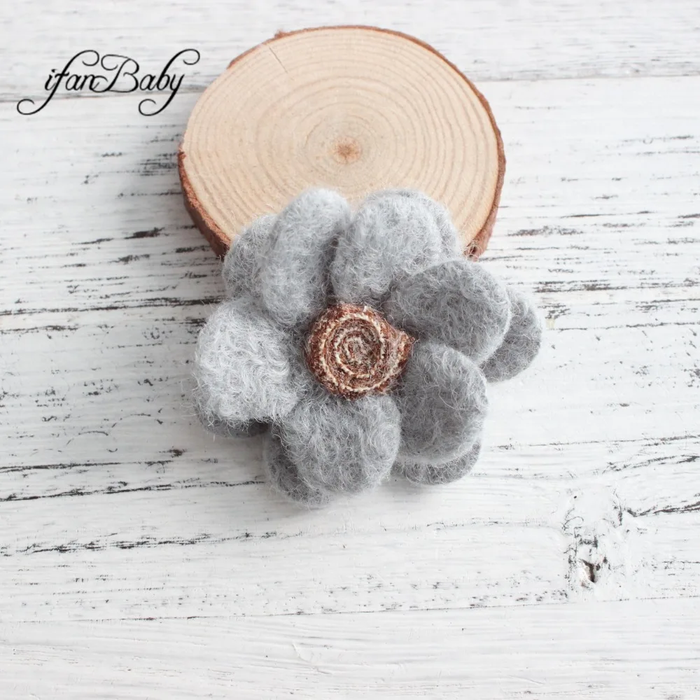 Flat back Soft warmer wool flowers with Lollipop in center perfect for DIY hair flowers headband hair accessories felt flower