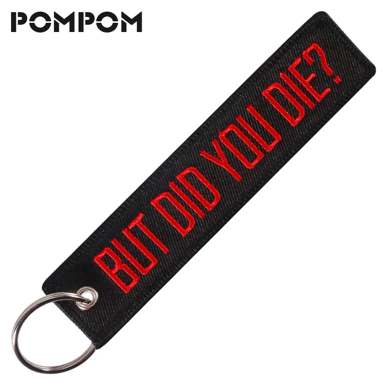 

Black with Red Letter Funny Word Key Chain For Motorcycles and cars 1PC 13X2.8CM Emboridery keychain keyring Key Fob Jewelry