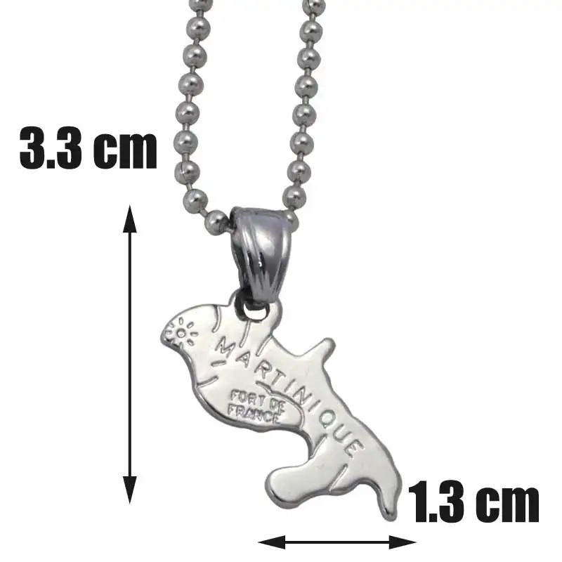 martinique map pendant & necklace  country map martinique map jewelry