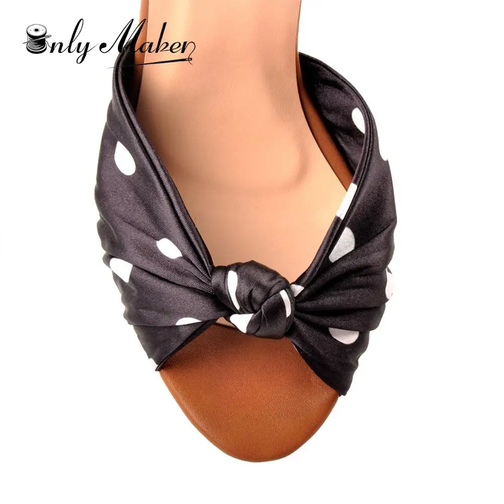 Onlymaker Women Wedge Platform Wood Heel Sandals Polka Dot Ankle Strap Open Toe Sandals For Casual Party High Quality Shoes 37