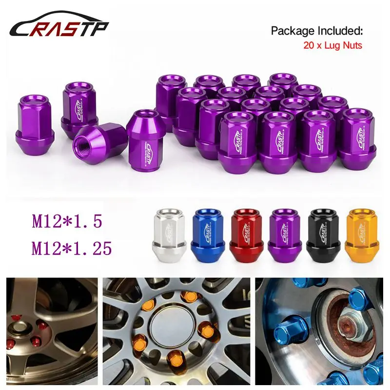 RASTP - New Arrived 20PCS  Racing Forged 7075-T6 Lightweight Lug Nuts 35MM Wheel Lug Nut M12x1.5 M12x1.25 Car Accessory RS-LN045