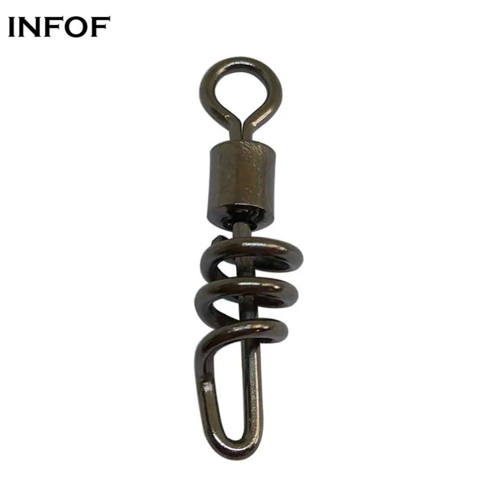 INFOF 200 pieces/lot Fishing Swivels Snap Rolling Swivels with Screwed Snap Sea Fishing Tackle Fishing Connector pesca