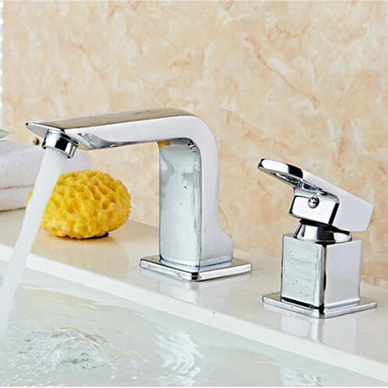 Vidric 2 Piece Bathroom Faucet Basin Faucets Deck Mounted Bathroom Tap Set 2 Hole Faucet Mixer  Crane 2pcs/set